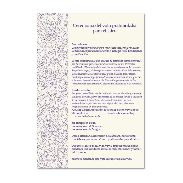 Ceremonia del voto pratimoksha para el laico