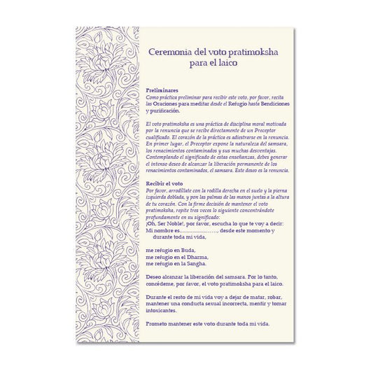 Ceremonia del voto pratimoksha para el laico