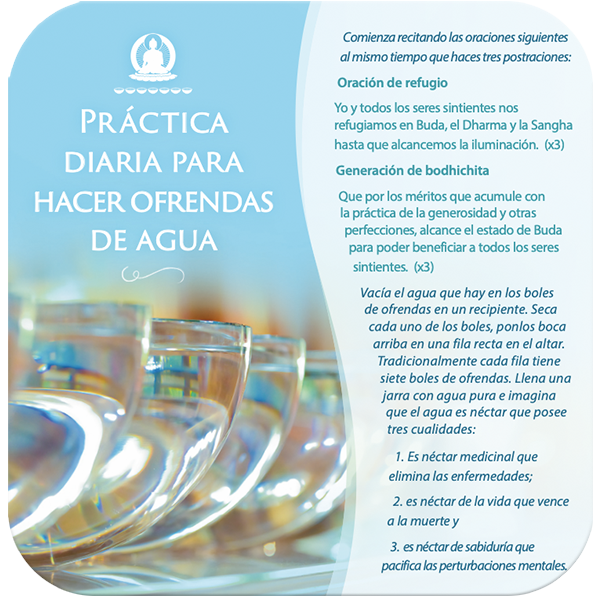 Práctica diaria para hacer ofrendas de agua – Tarjeta cuadrada